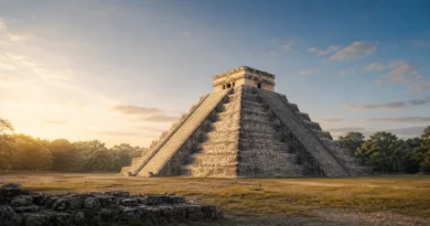 Původní redakční ilustrace pyramidy El Castillo v Chichén Itzá