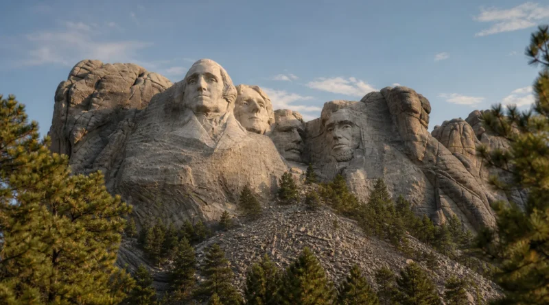 Původní redakční ilustrace památníku Mount Rushmore v Black Hills