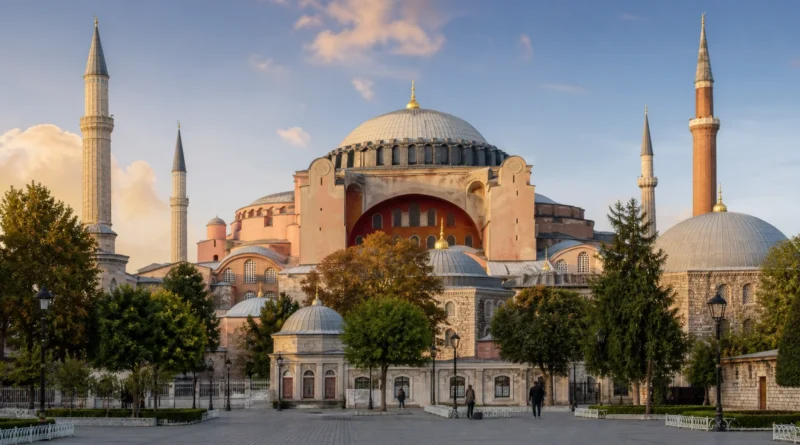 Původní redakční ilustrace Hagia Sofie v historickém centru Istanbulu